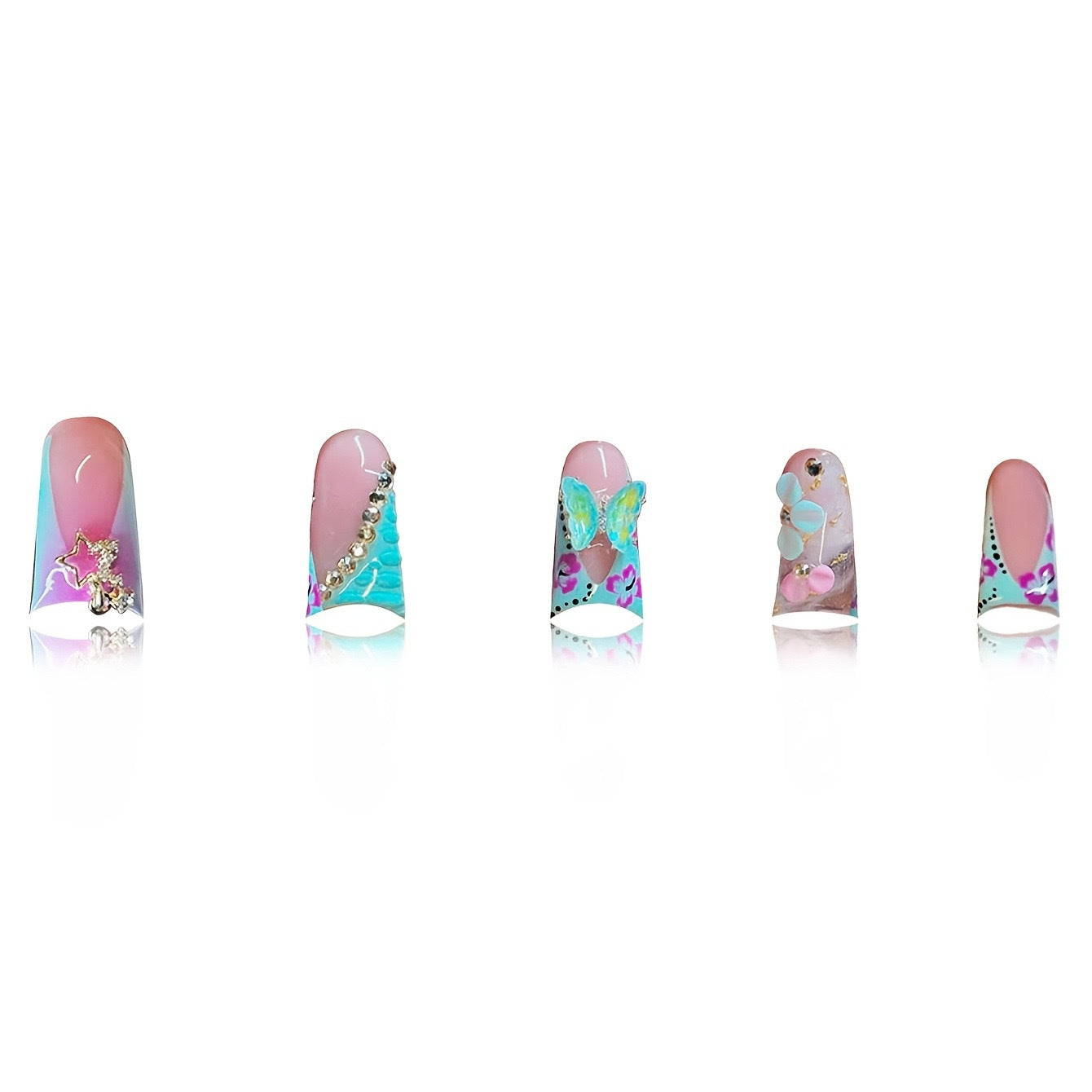 Artistic 3D Floral Press-On Nail Art Acalora