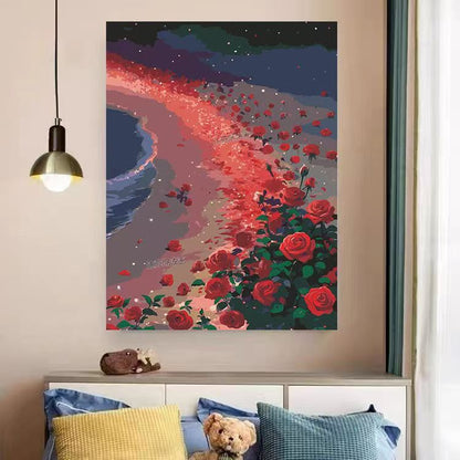 Heart and Floral Swirl Canvas Artwork