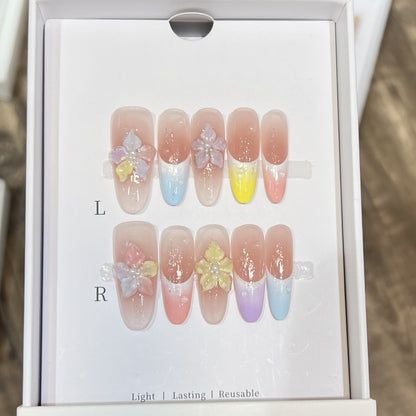 Floral-Inspired Artistic Press-On Nail Set Acalora