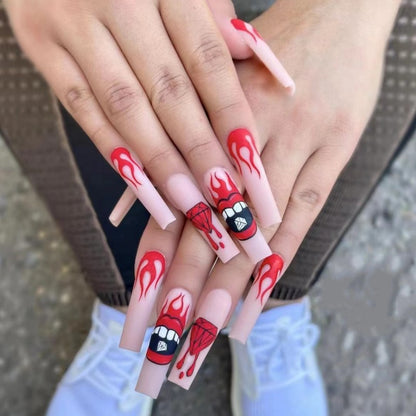 Artificial nails with creative flame patterns Acalora