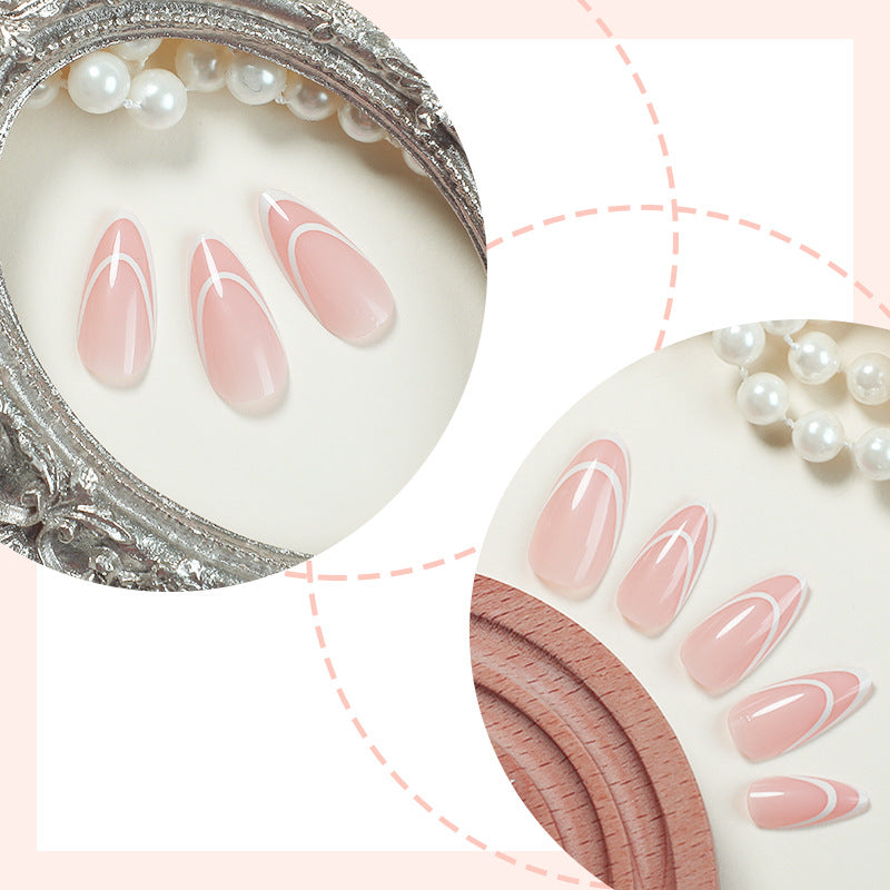 Designer Press-On Nail Set with Elegant Geometric Patterns Acalora