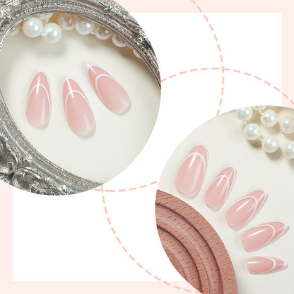 Designer Press-On Nail Set with Elegant Geometric Patterns Acalora