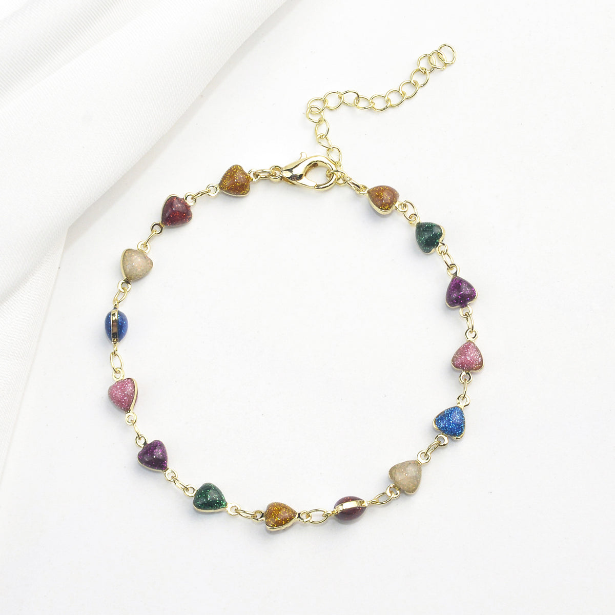Heart-Shaped Beaded Anklet Acalora