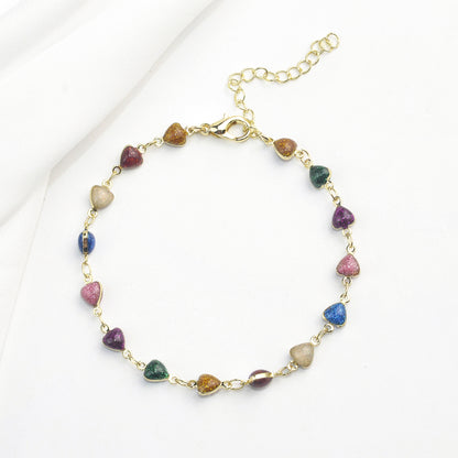 Heart-Shaped Beaded Anklet Acalora