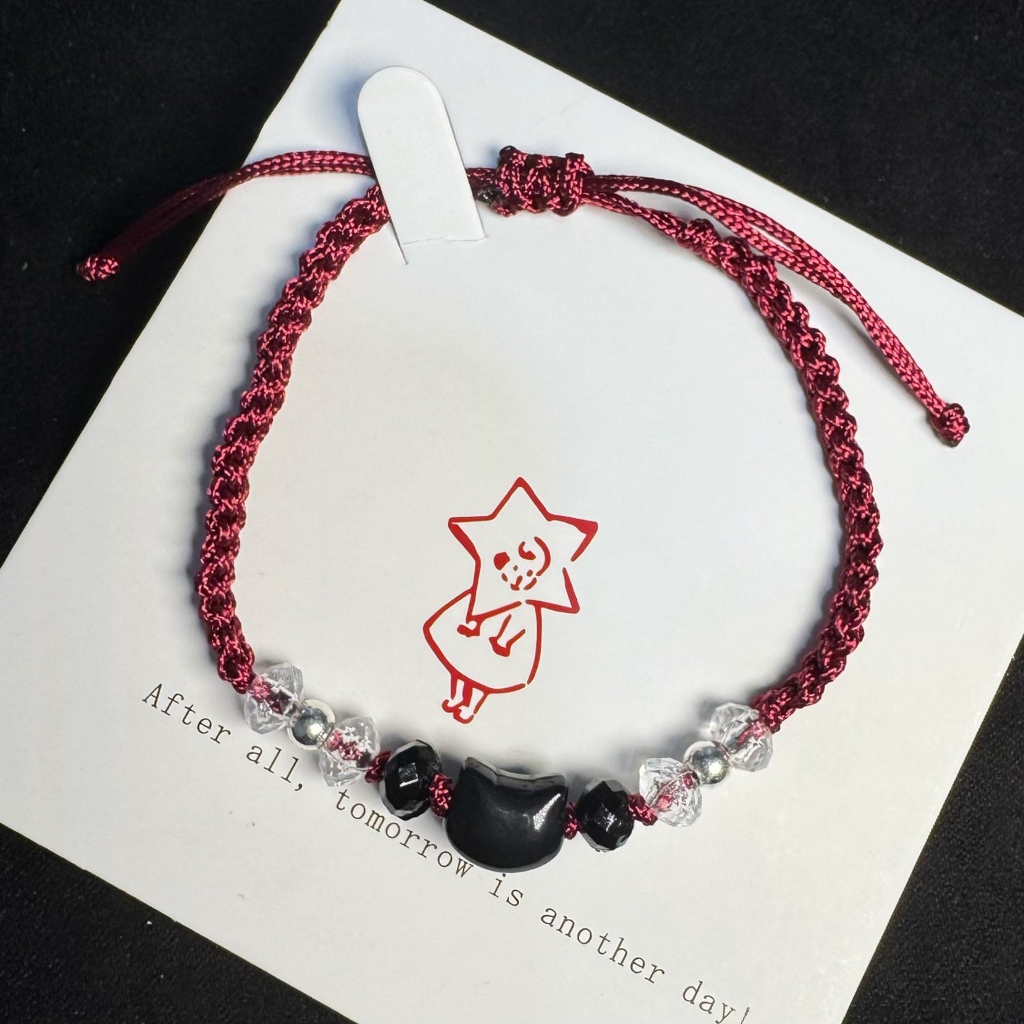 Adjustable Cat-Themed Macrame Friendship Bracelet Acalora