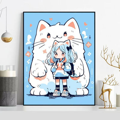 Whimsical Cat-Themed Illustration Wall Art