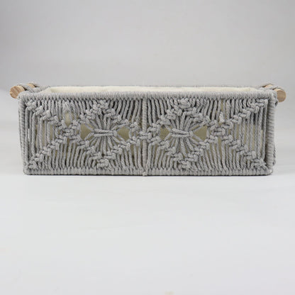 Storage basket with macrame pattern Acalora