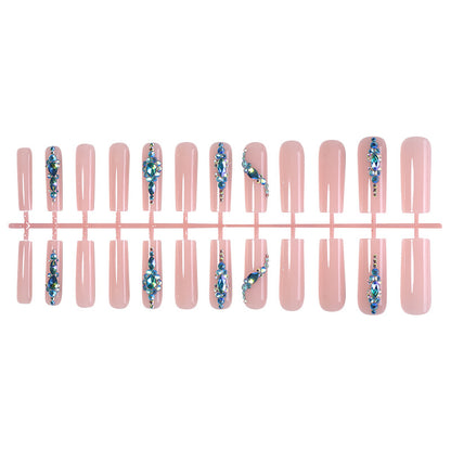 Decorative Press-On Nail Art Set with Gemstone Accents Acalora