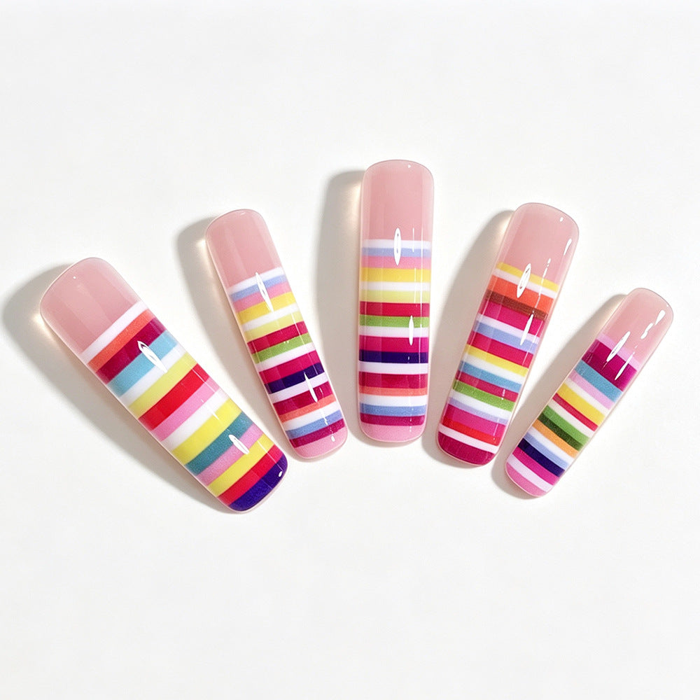 Colorful Striped Nail Art Tips Acalora