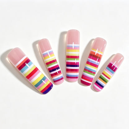 Colorful Striped Nail Art Tips Acalora