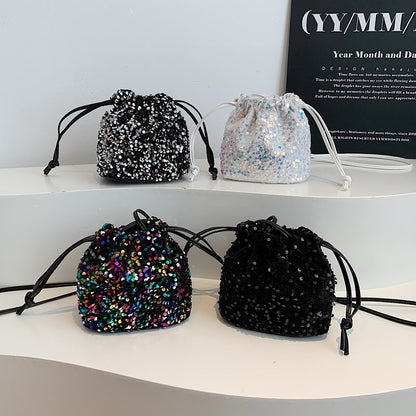 Glittery Sequin Drawstring Mini Bag Acalora
