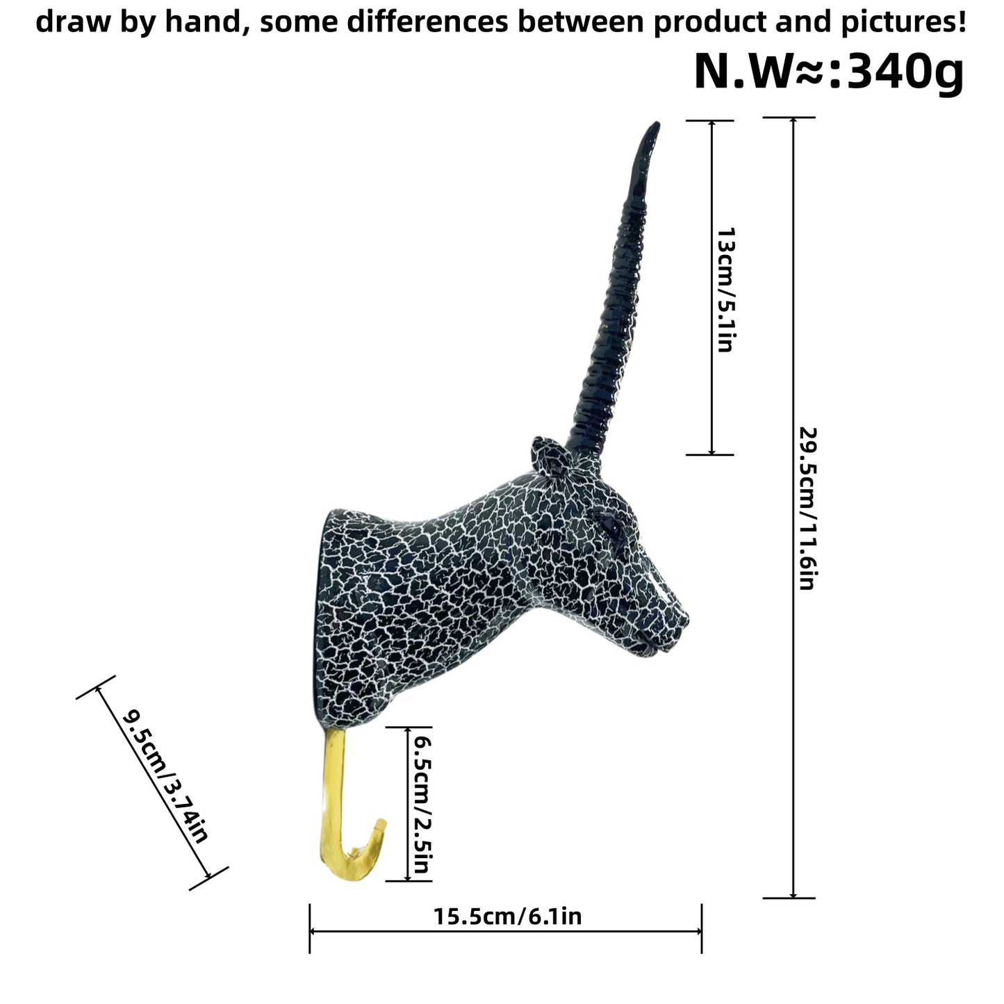 Wall hooks in the shape of a stylized unicorn Acalora