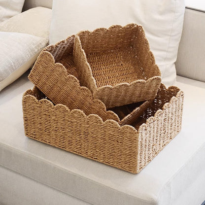 Handwoven storage basket with playful design Acalora