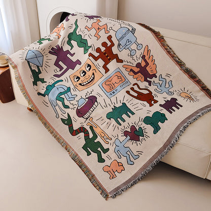 Artistic Cat-Themed Throw Blanket