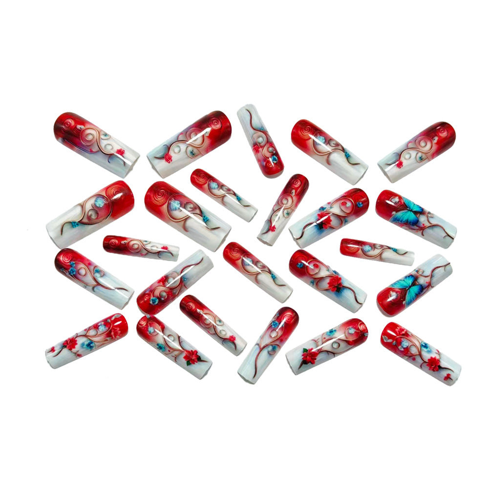 Artificial nails with floral 3D applications and glitter accents Acalora