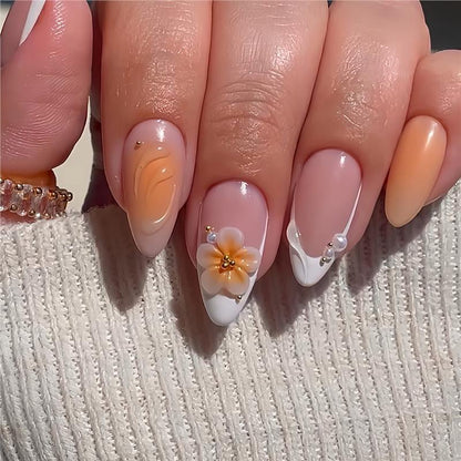 Decorative Floral Acrylic Nail Set Acalora