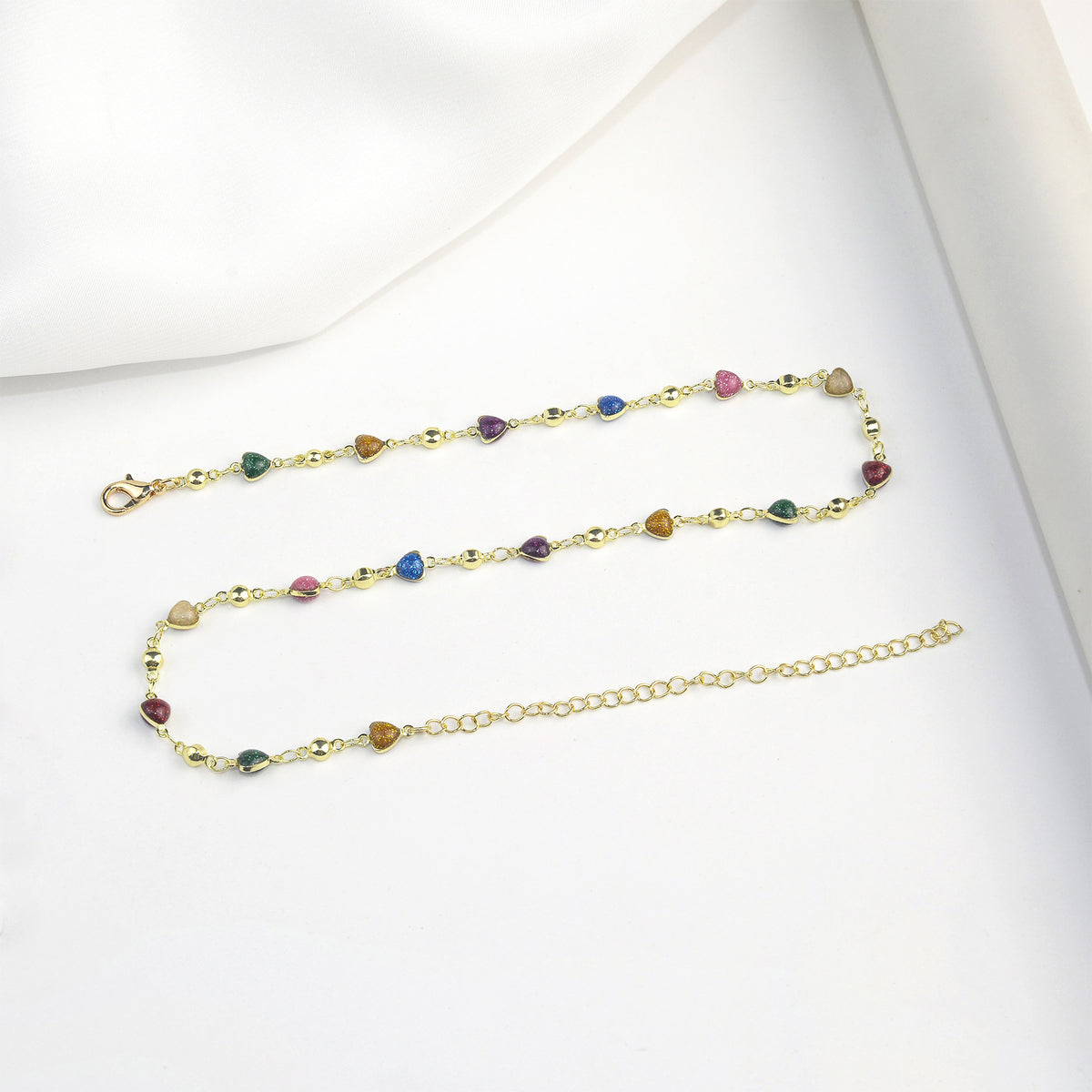 Heart-Shaped Beaded Anklet Acalora