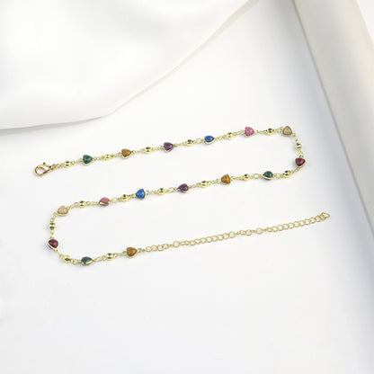 Heart-Shaped Beaded Anklet Acalora