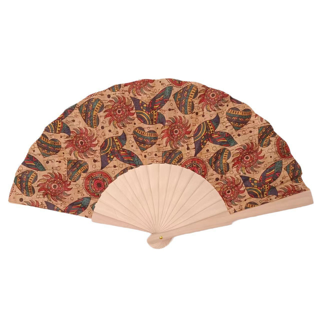 Ladies handcrafted fan made of cork and wood Bowlift