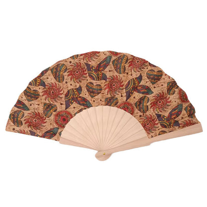 Ladies handcrafted fan made of cork and wood Bowlift