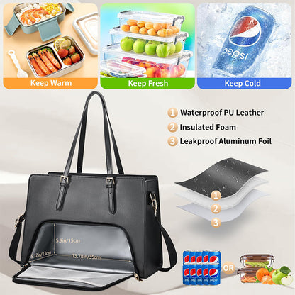 Insulated Multi-Compartment Lunch Tote Acalora