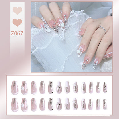 Acrylic nail set with elegant 3D flower and glitter decorations Acalora