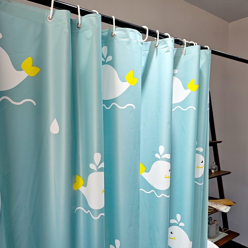 Playful Whale Theme Shower Curtain
