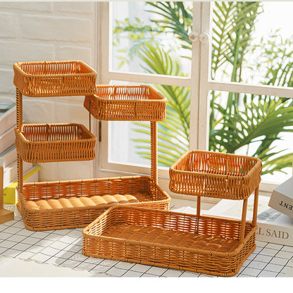 Multi-Tiered Wicker Organization Tray Acalora