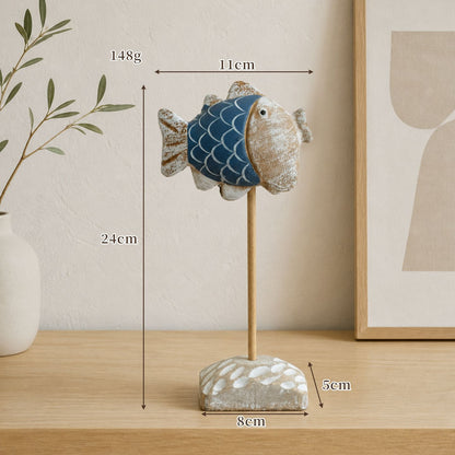 Coastal fish statue accent