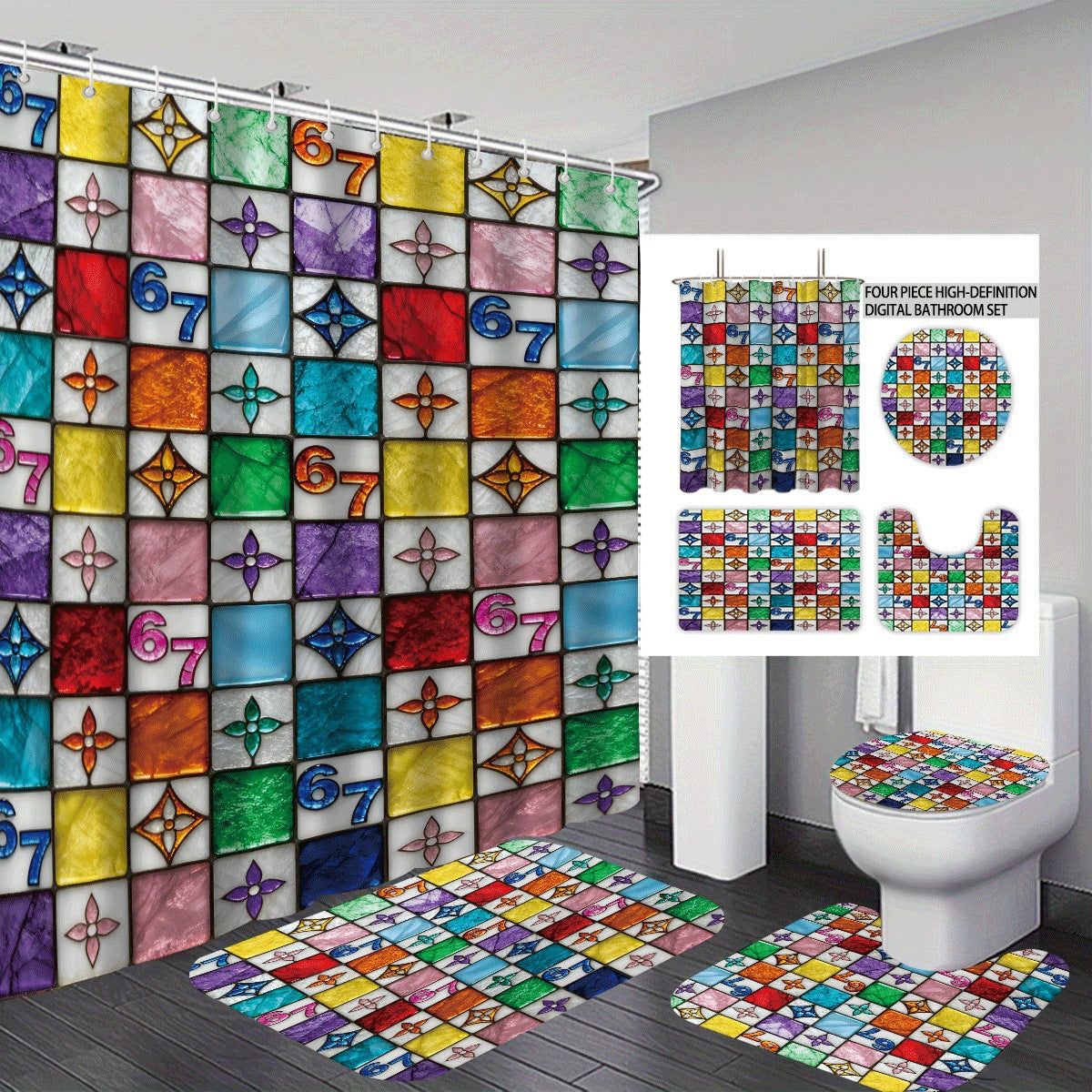 Colorful Dessert-Themed Bathroom Set