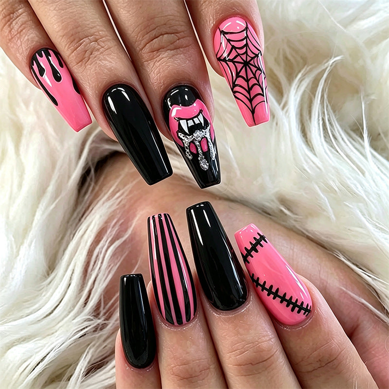 Creative nail art set with Halloween motifs and sparkling applications Acalora