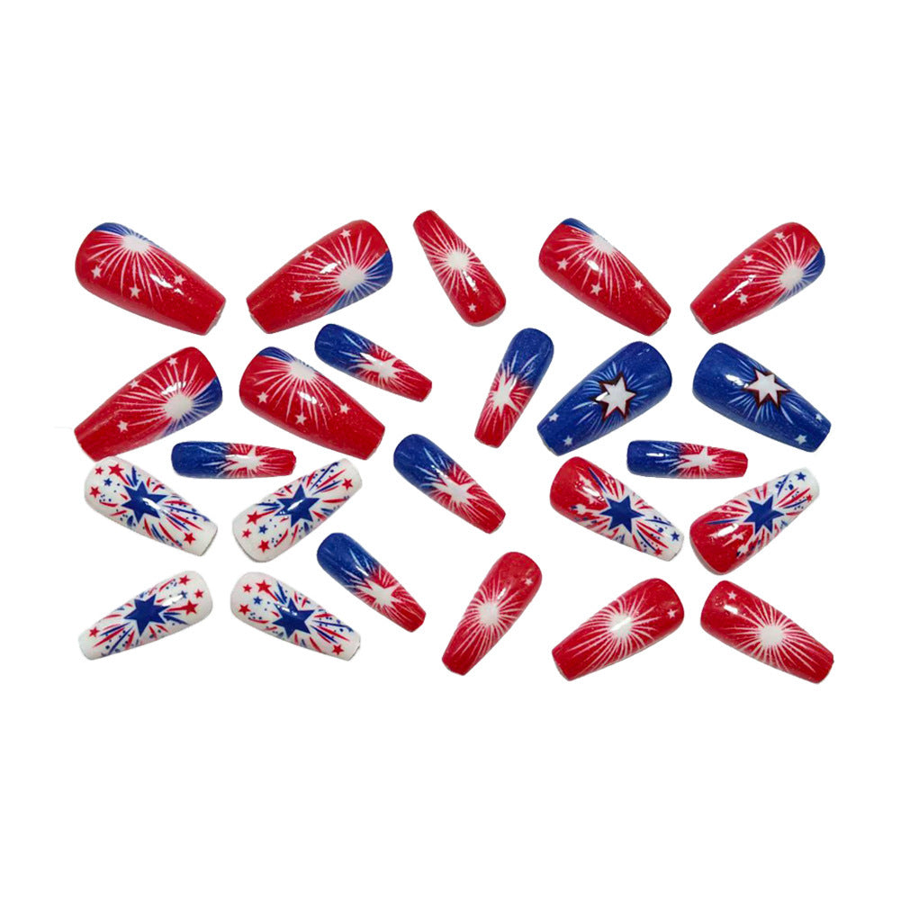 Artificial nails with festive star and fireworks design Acalora