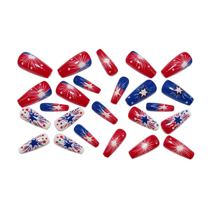 Artificial nails with festive star and fireworks design Acalora