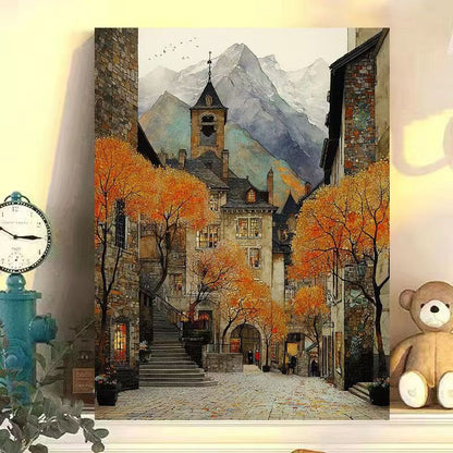 Vintage European Landscape Canvas Art Print