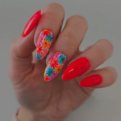 Artistic Summer Floral Acrylic Nail Art Acalora