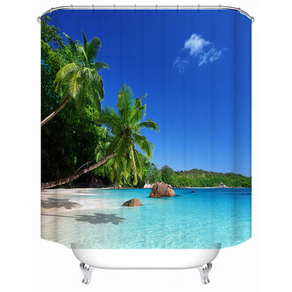 Tropical Beach Scene Shower Curtain