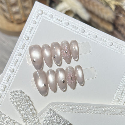 Elegant Floral Accented Press-On Nails Acalora