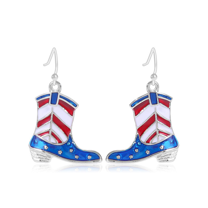 Women's lightweight star earrings with enamel flag design and fishhook Kalsten