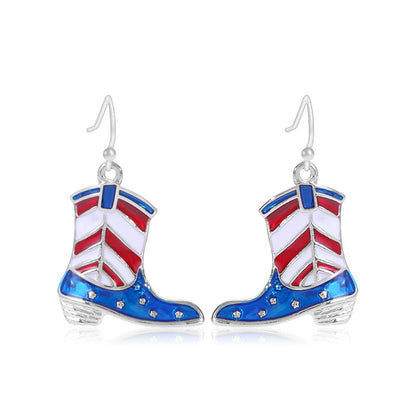 Women's lightweight star earrings with enamel flag design and fishhook Kalsten