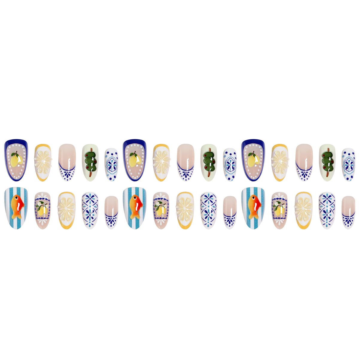 Creative nail art set with floral and animal designs Acalora
