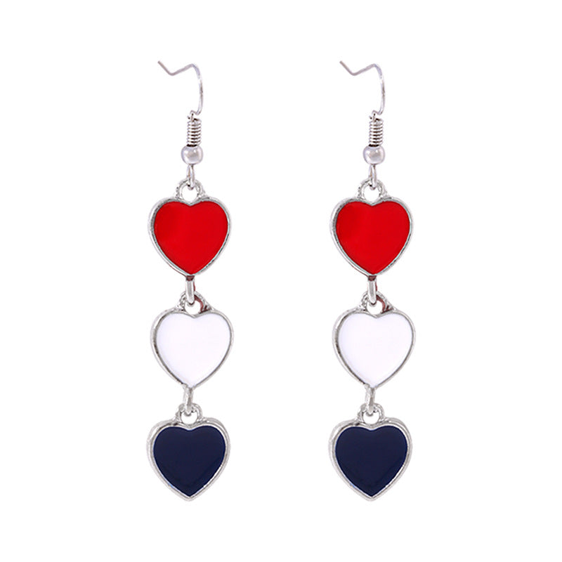 Women's lightweight star earrings with enamel flag design and fishhook Kalsten