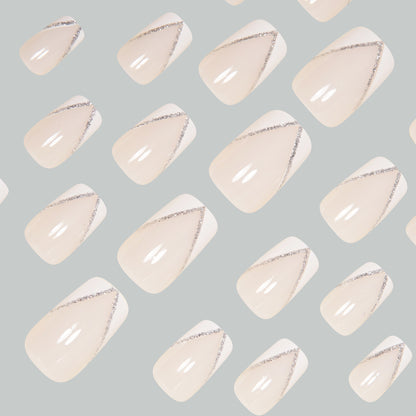 Elegant Press-On Nail Art Tips with Rhinestone Accents Acalora
