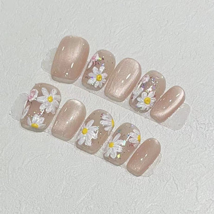 Floral-Inspired Press-On Nail Art Set Acalora