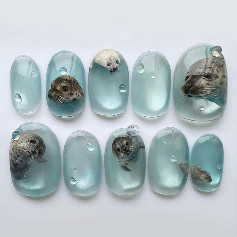 Artistic Cat Design Press-On Nails Acalora