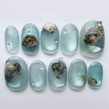 Artistic Cat Design Press-On Nails Acalora