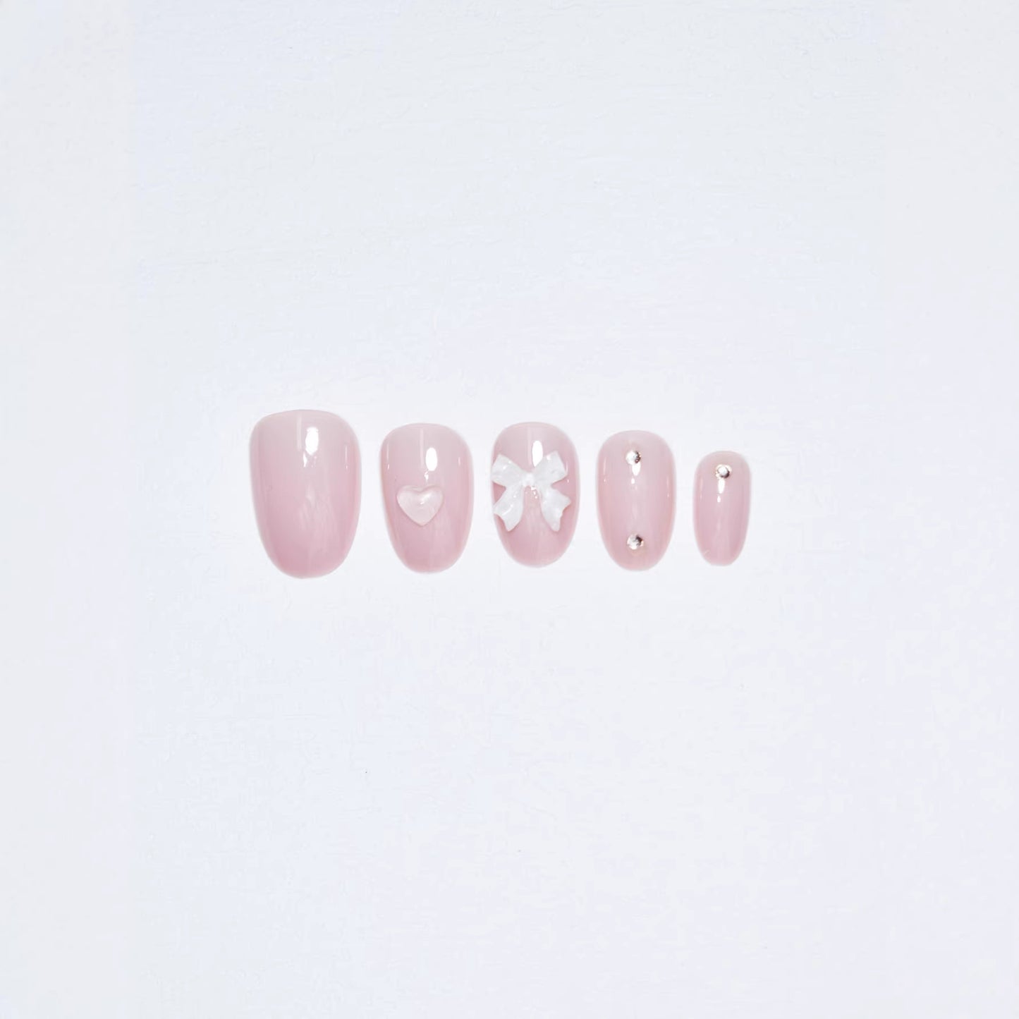 Artistic Press-On Nail Set with Elegant Bow Accents Acalora