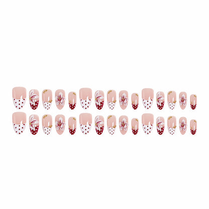 Artificial nail set with floral design and golden accents Acalora
