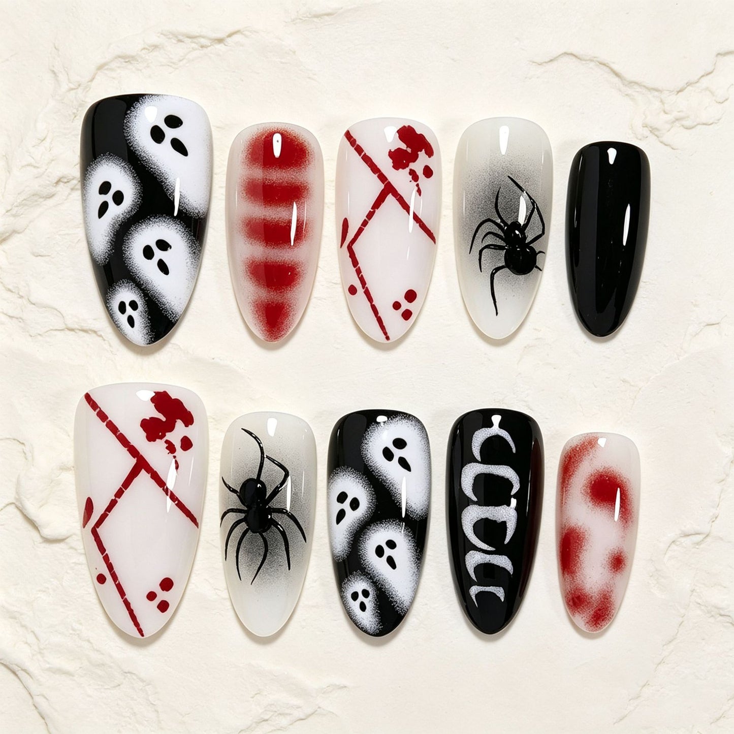 Halloween-Themed Artistic Press-On Nails Acalora