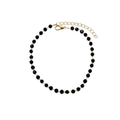Black Beaded Anklet Acalora
