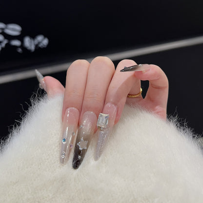 Artistic Stiletto Press-On Nail Set with Decorative Rhinestones Acalora